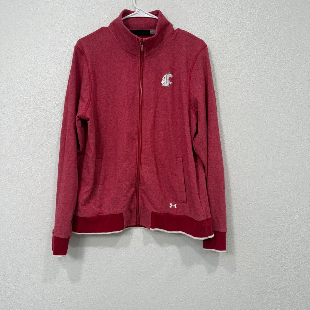 Under Armour WSU Cougars Threadborne ColdGear Full Zip Jacket Men XL Red Heather